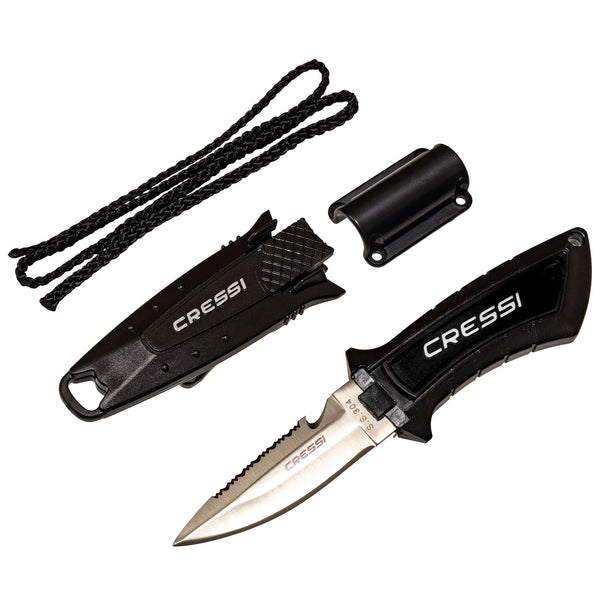 Open Box Cressi Lima Stainless Steel Scuba Dive Knife-Black - DIPNDIVE