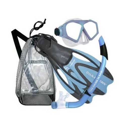 U.S. Divers Molokai Mask  - Seabreeze JR  Snorkel - Proflex JR Fins - Gear Bag Set Snorkeling - DIPNDIVE