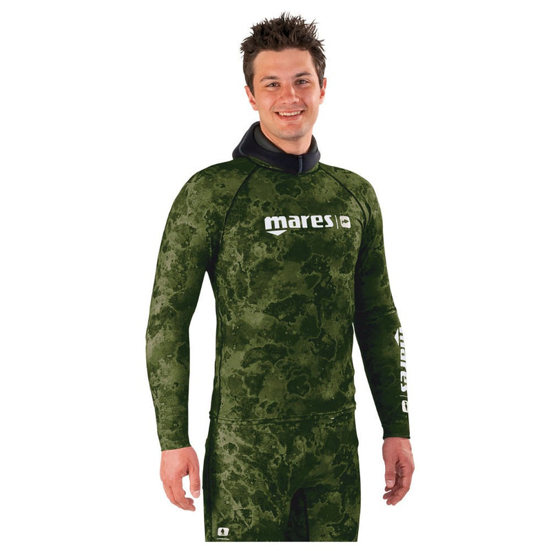 Mares Camo Green Rash Guard Top With Chest Pad - DIPNDIVE