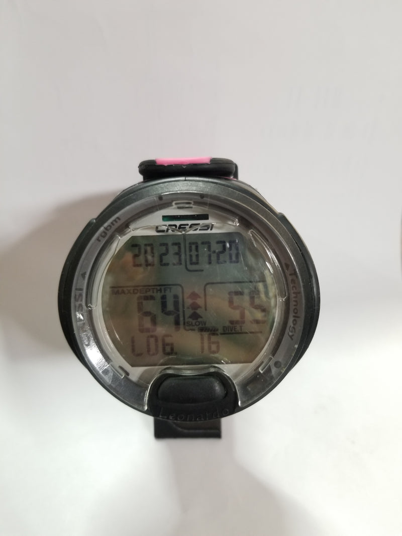 Used Cressi Leonardo Dive Computer Watch -Black / Pink - DIPNDIVE