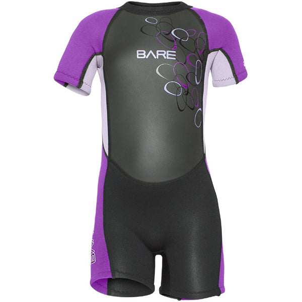 Open Box Bare 2mm Youth Tadpole Shorty Wetsuit - Purple - 4 - DIPNDIVE