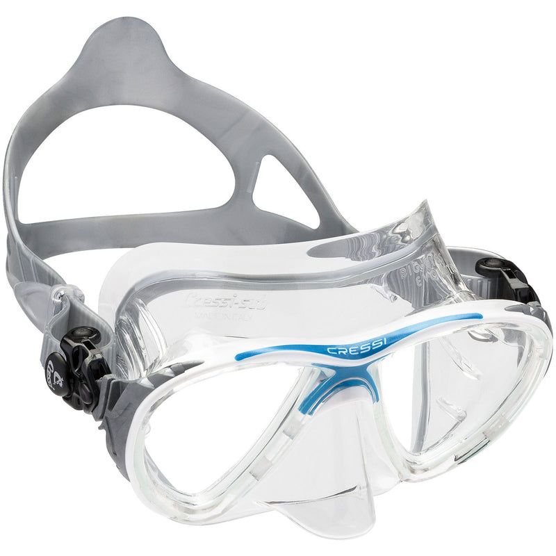 Used Cressi Big Eyes Evolution Crystal Adult Size Scuba Mask-White / Blue - DIPNDIVE
