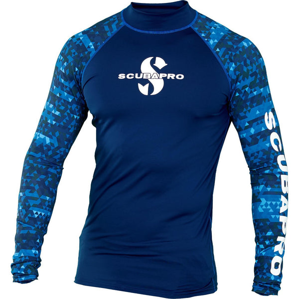 Open Box ScubaPro Men's UPF 50 Long Sleeve Rash Guard - X-Large - Aegean - DIPNDIVE