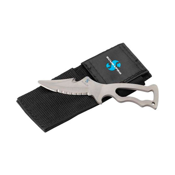 Open Box ScubaPro X-Cut Titanium TEK Knife with Nylon Sheath 5 in. - DIPNDIVE