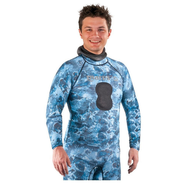 Mares Camo Blue Rash Guard Top with Chest Pad - DIPNDIVE