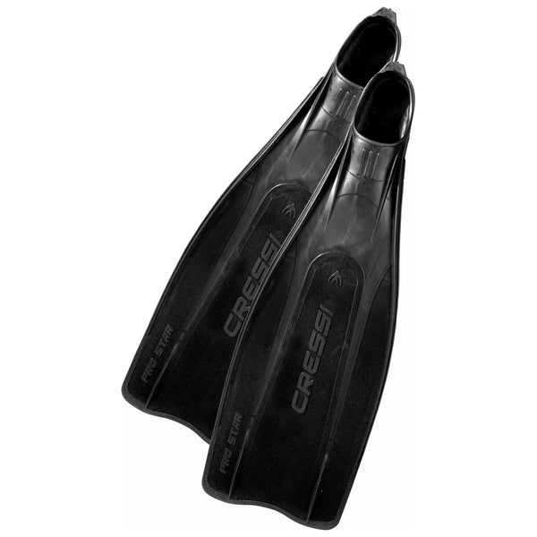 Open Box Cressi Pro Star Full Foot Fins, Black, Size: 45/46 - DIPNDIVE