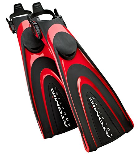 Open Box Atomic Aquatics Blade Fin for Scuba Diving and Snorkeling Fin, Small, Red - M:4.5-5.5 / W:5.5-7 - DIPNDIVE