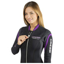 Open Box Cressi 3mm Bahia Lady Front-Zip Full Wetsuit, Black / Lilac, Small - DIPNDIVE