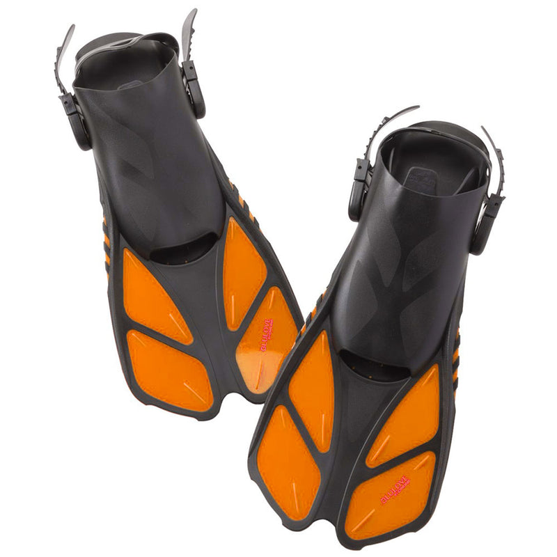 Open Box Cressi Bonete Open Heel Snorkeling Fins-Black / Orange Large / X-Large - DIPNDIVE