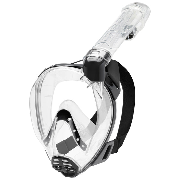 Used Cressi Baron Adult Snorkeling Full Face Mask - Clear/Black, Size: Medium/Large - DIPNDIVE