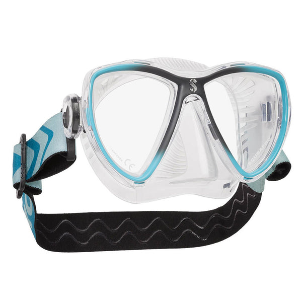 Open Box ScubaPro Synergy Mini Mask - Clear/Turquoise/Silver - DIPNDIVE