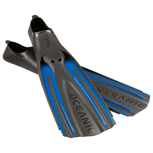 Open Box Oceanic Viper 2 Full Foot Dive Fins - Oceanic Blue - Large - US:10.5-11.5 - DIPNDIVE