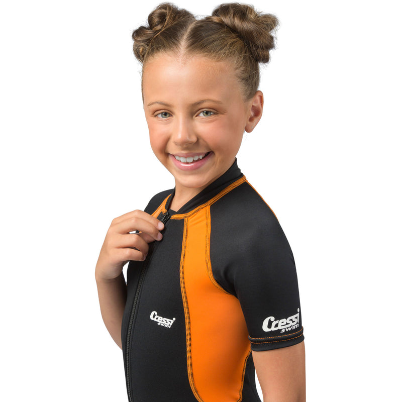 Open Box Cressi Shorty Kids Swim Wetsuit-Orange-XXLG - DIPNDIVE