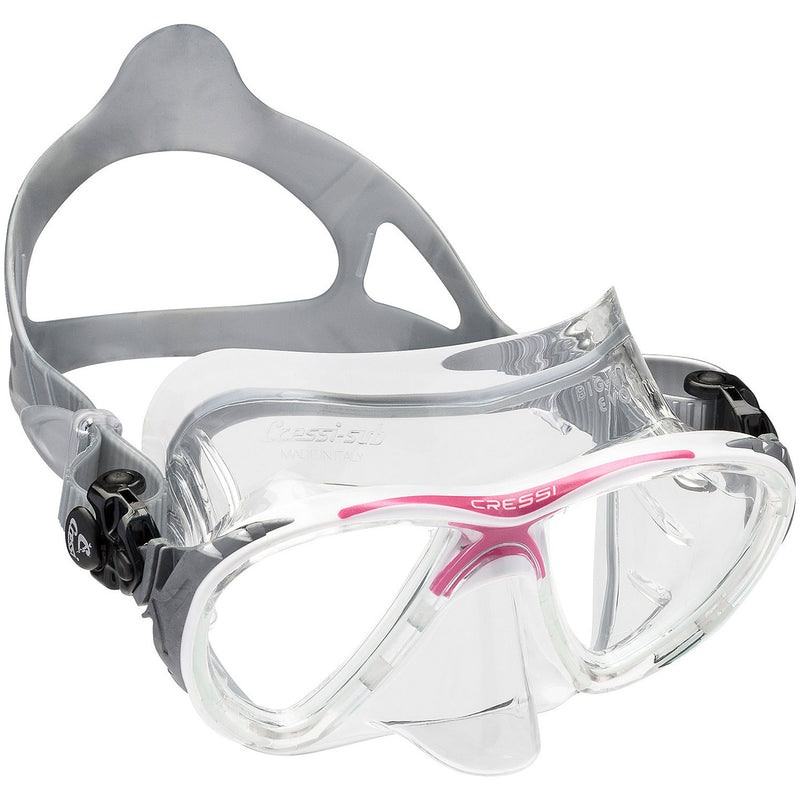 Used Cressi Big Eyes Evolution Crystal Adult Size Scuba Mask-White Pink - DIPNDIVE