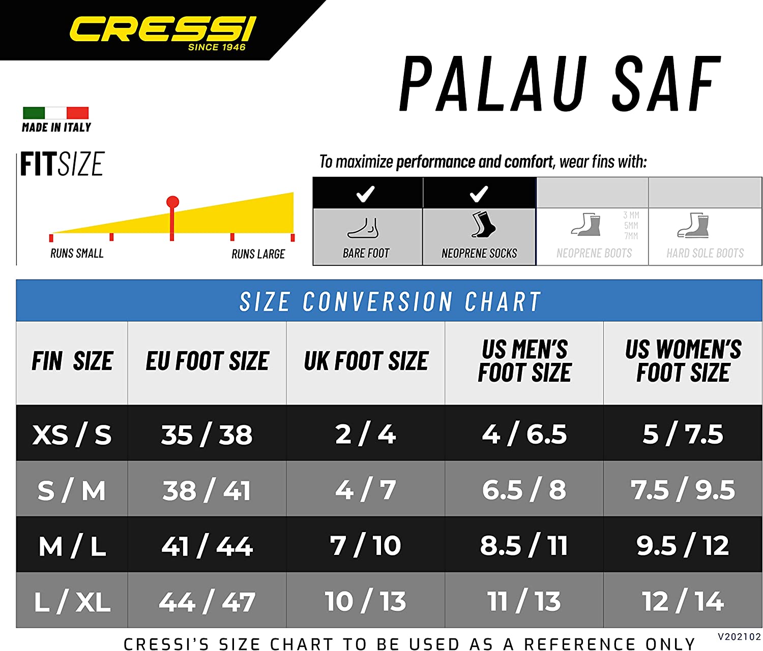 Cressi Palau Saf Open Heel Fins - DIPNDIVE