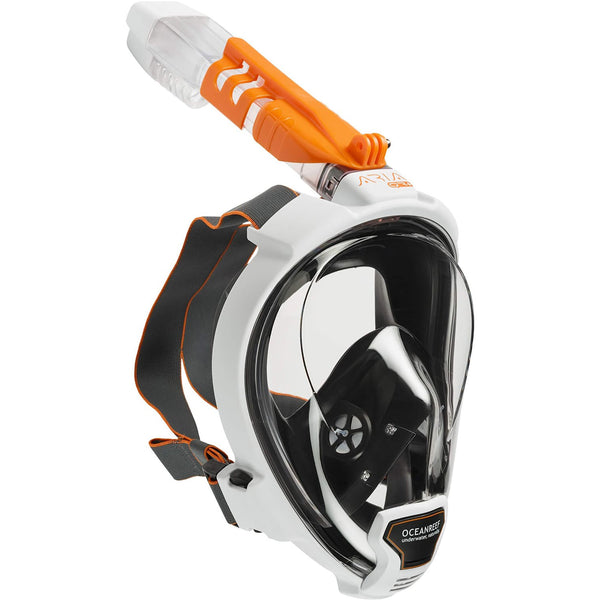 Used Ocean Reef ARIA QR+ Full Face Snorkeling Mask, White, Size: Small/Medium - DIPNDIVE