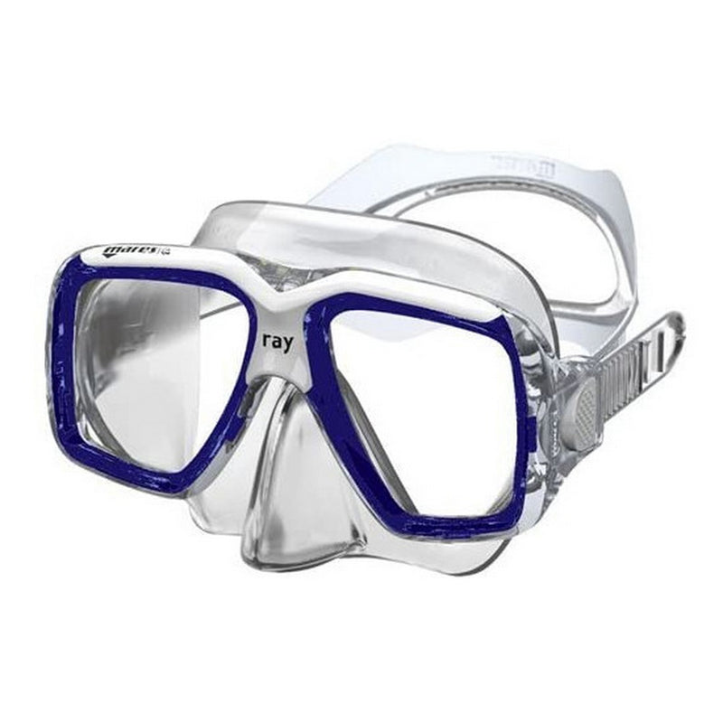 Open Box Mares Adult Ray Scuba Dive Mask-Dark Blue/White/Clear - DIPNDIVE