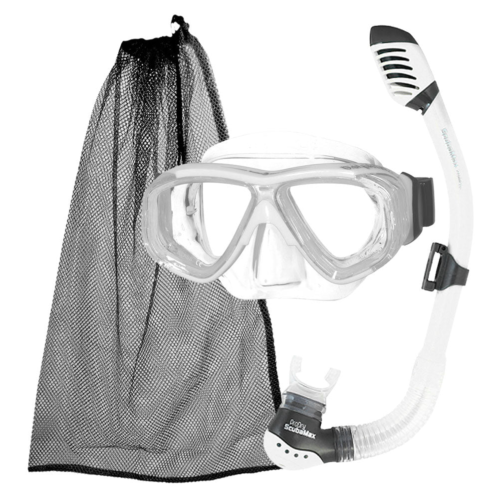 Scuba Max SK-236 Kids Pro Dry Snorkel MK-252 Dolphin 4 Mask Snorkel Packages Set - DIPNDIVE