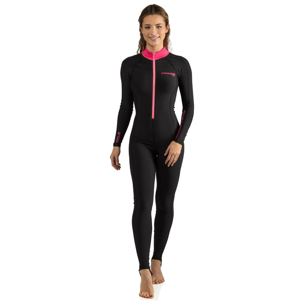 Open Box Cressi Skin Scuba Dive Full Suit - Black/Pink - Large - DIPNDIVE