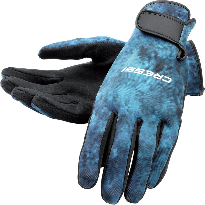 Used Cressi 2mm Hunter Gloves, Blue - MD - DIPNDIVE