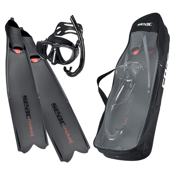 Used Seac Motus Tris Freediving and Spearfishing Set - Black, Size: 9.5-10 - DIPNDIVE