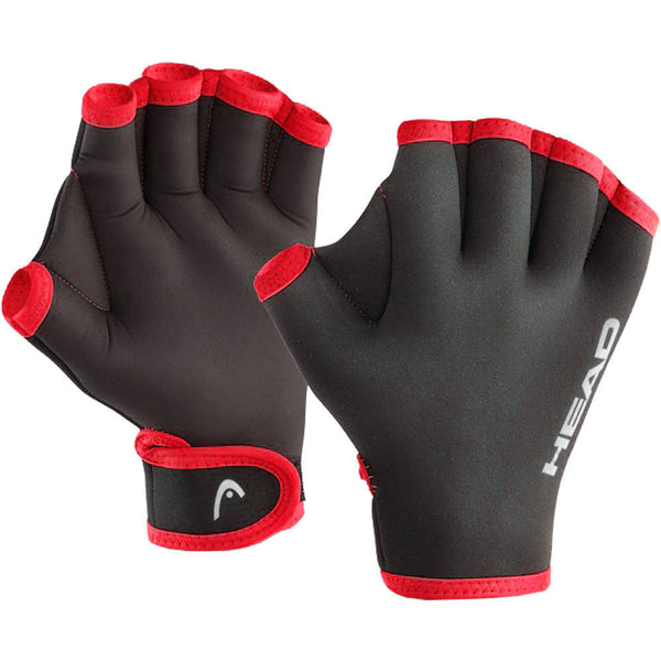 Open Box Head Swim Gloves (Black / Red, Large) - DIPNDIVE