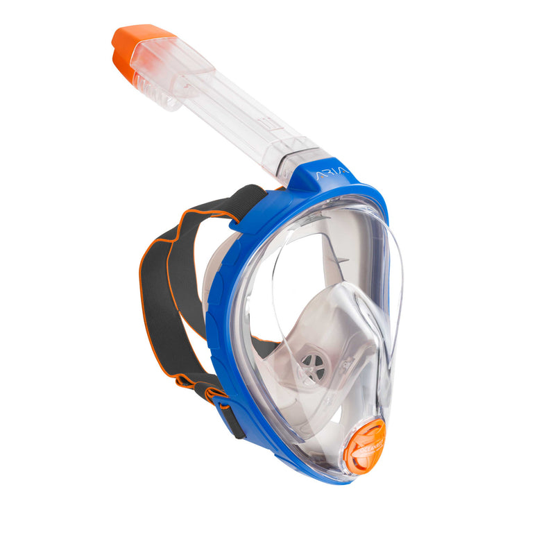 Used Ocean Reef Aria Classic Full Face Snorkel Mask - Blue / Clear, Size: Large/X-Large - DIPNDIVE