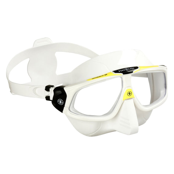 Used Aqua Lung Sphera X Scuba Freediving Mask - White/Tropic Yellow - DIPNDIVE