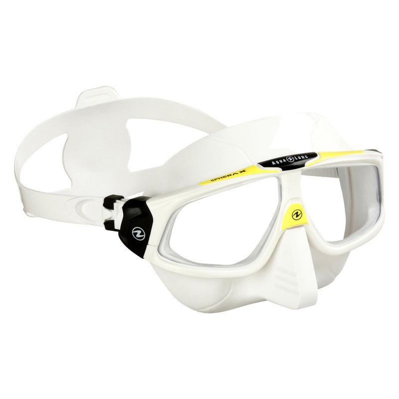 Open Box Aqua Lung Sphera X Scuba Freediving Mask - White/Tropic Yellow - DIPNDIVE