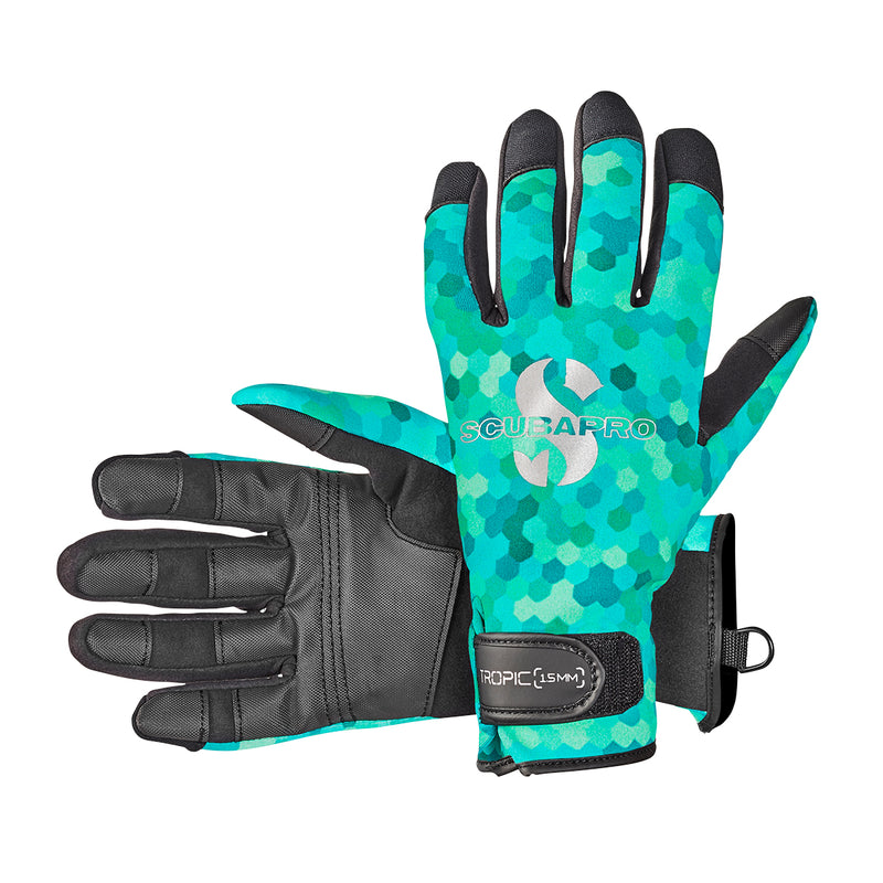 Used ScubaPro 1.5 mm Tropic Dive Gloves, Caribbean, Size MD - DIPNDIVE