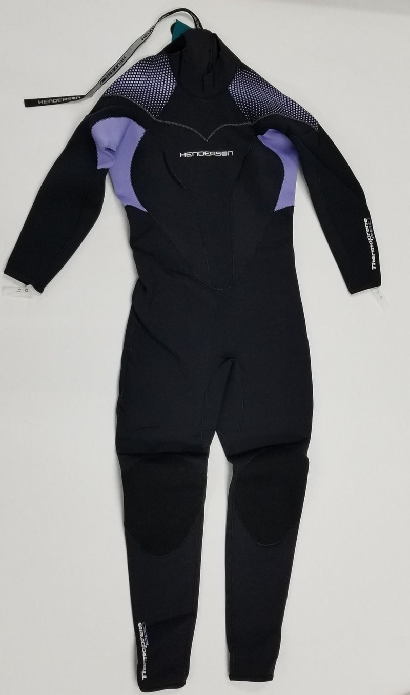 Used Henderson 5mm Women's Back Zip Wetsuit, Black/Lavender, Size: 12 - DIPNDIVE