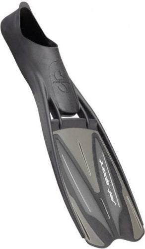 Used ScubaPro Jet Sport Full Foot Fins for Scuba Diving and Snorkelers - Medium Grey US 9-10 - DIPNDIVE