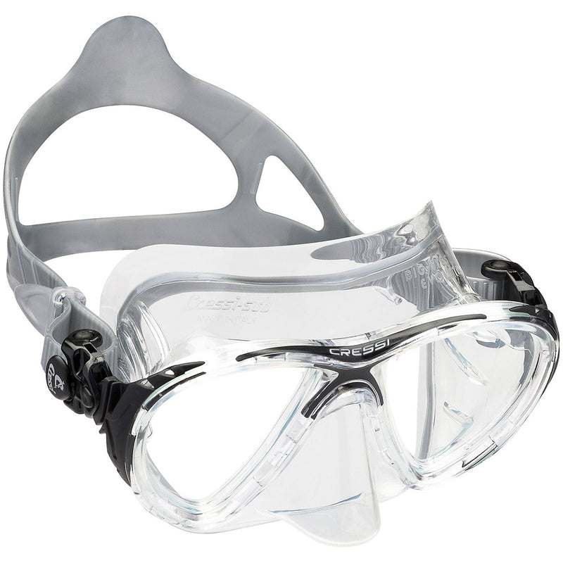 Used Cressi Big Eyes Evolution Crystal Adult Size Scuba Mask-Clear / Black - DIPNDIVE
