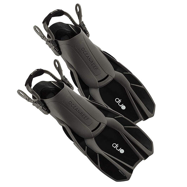 Used Ocean Reef DUO Open Heel Scuba Diving Fins-Black-Large/X-Large - DIPNDIVE