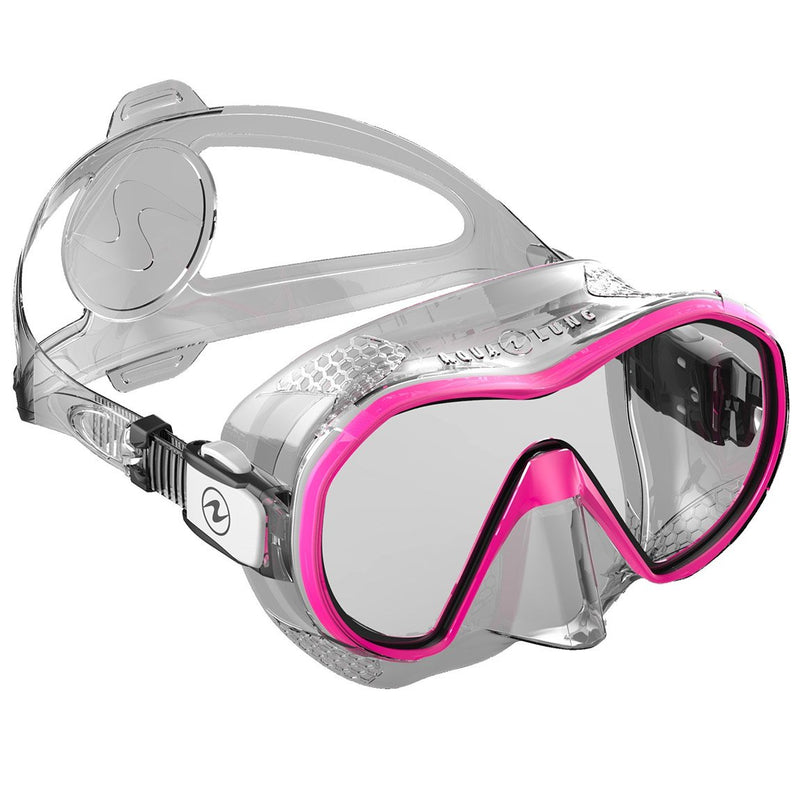 Open Box Aqua Lung Plazma Frameless Panoramic Diving Mask - Clear/Pink - DIPNDIVE