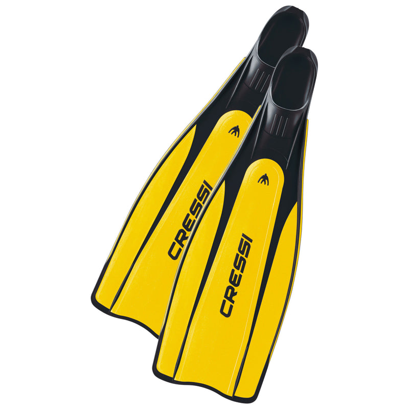 Used Cressi Pro Star Full Foot Fins - Yellow, Size: 41-42 - DIPNDIVE