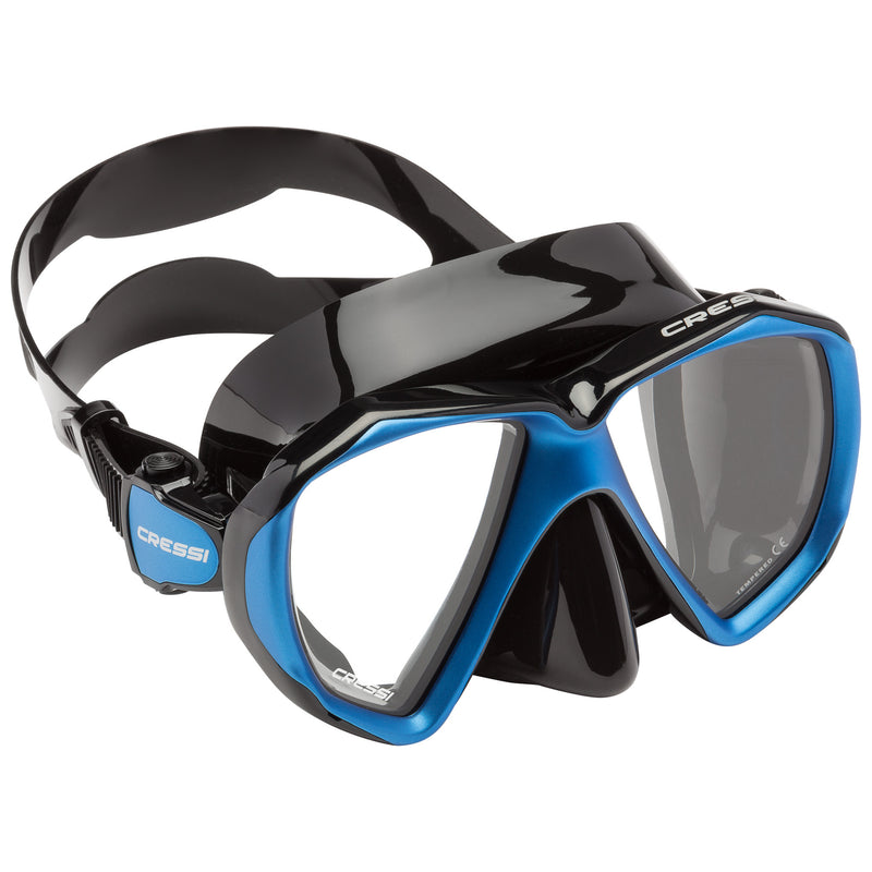 Used Cressi Liberty Duo Spe Scuba Diving Mask - Black/Blue/Blue - DIPNDIVE