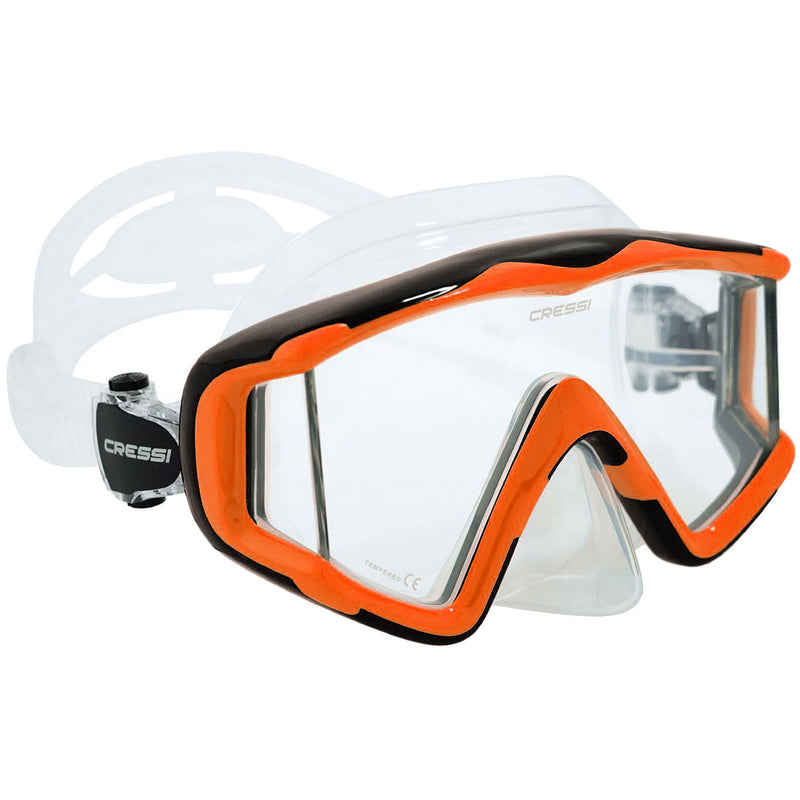 Used Cressi Pano 3 Scuba Dive Mask-Clear / Orange - DIPNDIVE