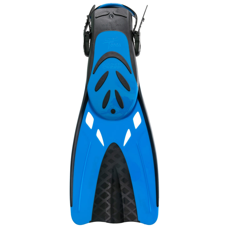 Open Box Cressi Tonga Short Open Heel Fins - Black/Blue - Large/X-Large - DIPNDIVE