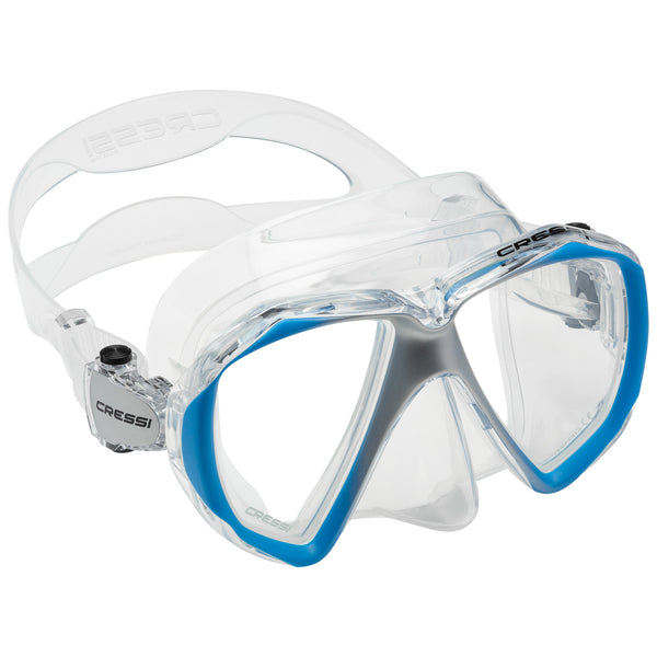 Open Box Cressi Liberty Duo Spe Scuba Diving Mask - Clear/Blue/Silver - DIPNDIVE