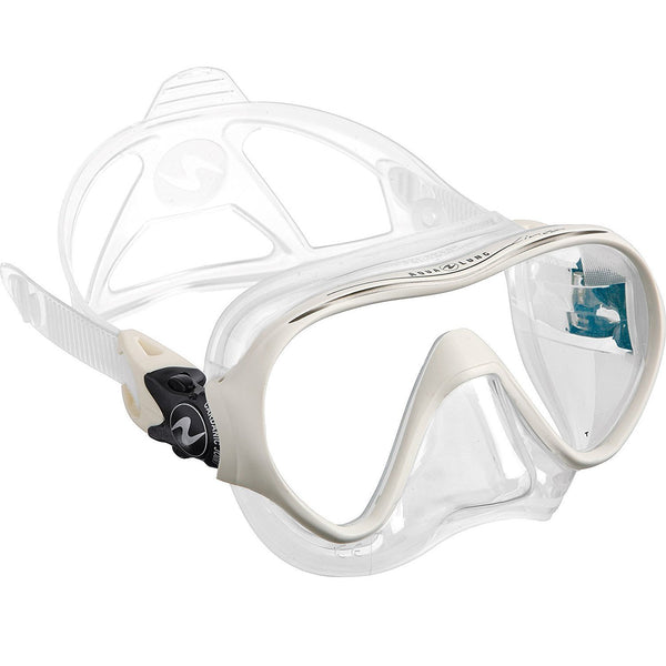 Open Box Aqua Lung Linea Single Lens Dive Mask-White Arctic - DIPNDIVE