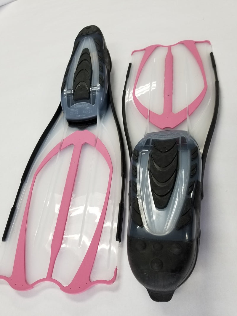 Used Cressi Pluma Full Foot Fins-Clear / Pink 39-40 - DIPNDIVE