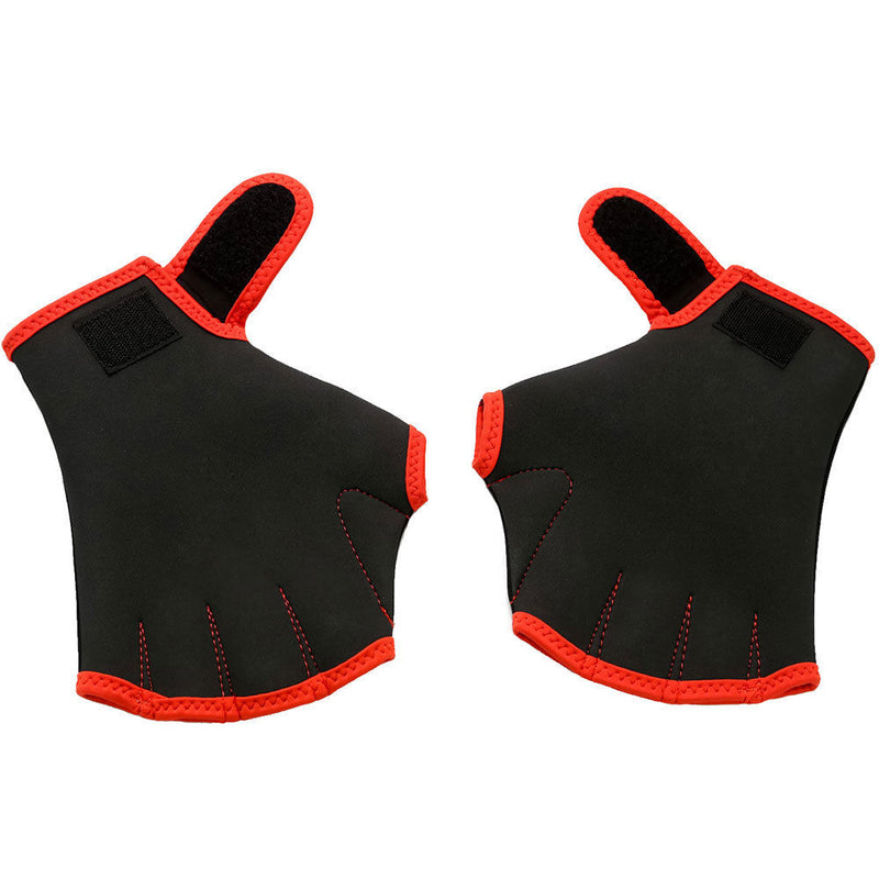 Open Box Head Swim Gloves (Black / Red, Medium) - DIPNDIVE