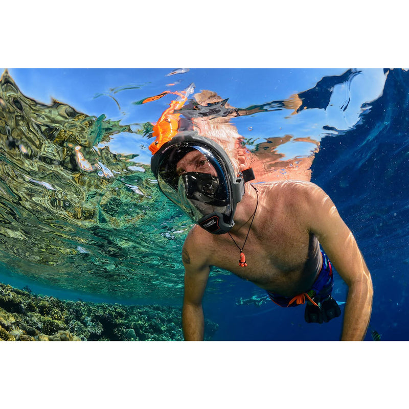 Used Ocean Reef ARIA QR+ Full Face Snorkeling Mask, Black, Size: Large/X-Large - DIPNDIVE