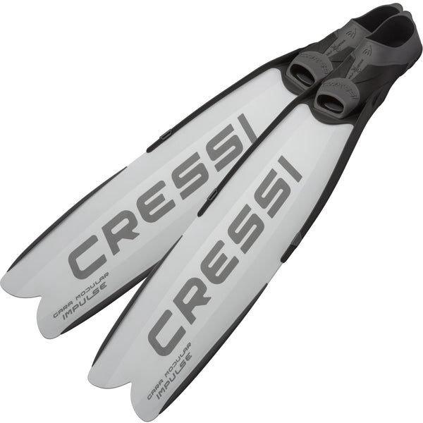 Used Cressi Gara Modular Impulse Fins for Freediving - White, Size: 40/41 - DIPNDIVE