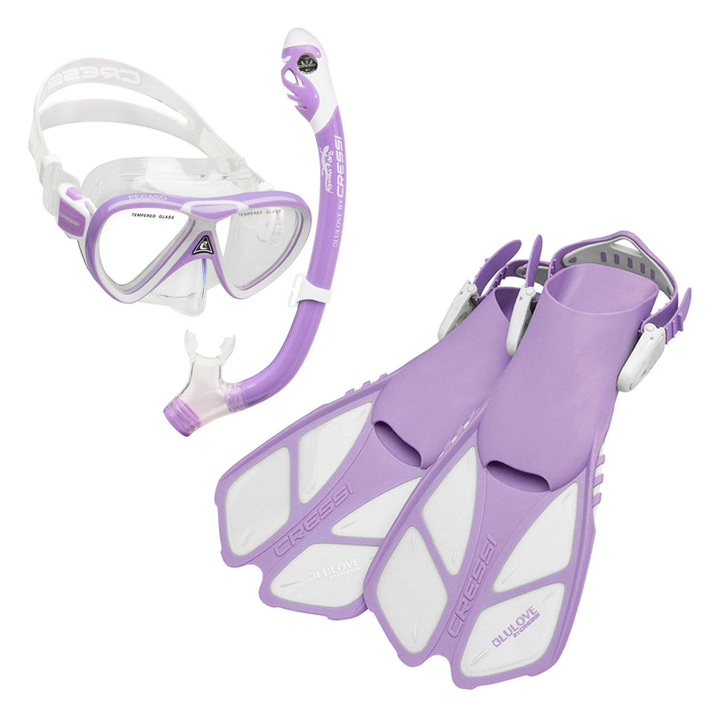 Used Cressi Mini Bonete Pro Dry Set Children, Lilac / White, Size: Large/X-Large - DIPNDIVE