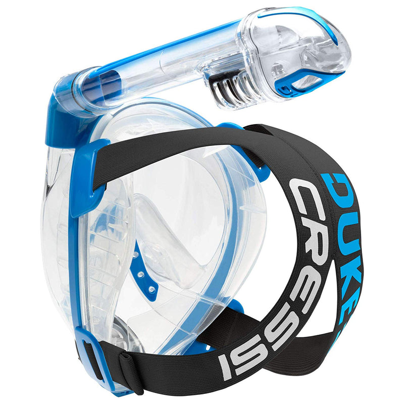 Used Cressi Duke Dry Full Face Mask, Clear/Blue, Size: Small/Medium - DIPNDIVE