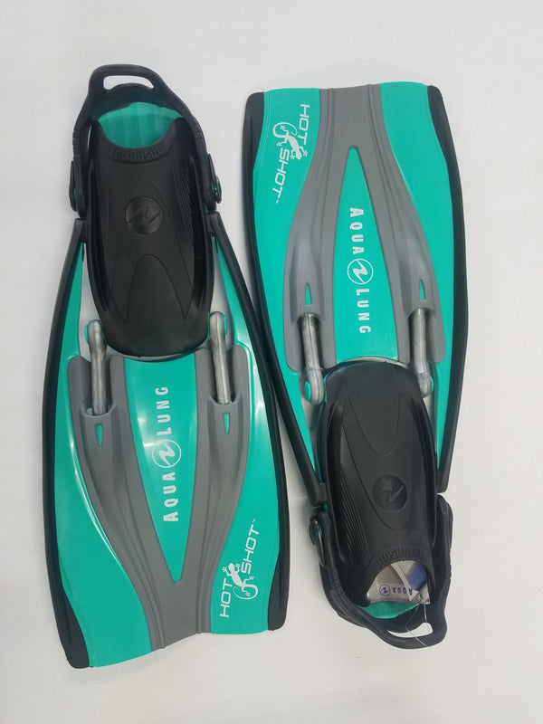 Open Box Aqua Lung HotShot Fins, Teal, Size: Small (5-7) - DIPNDIVE