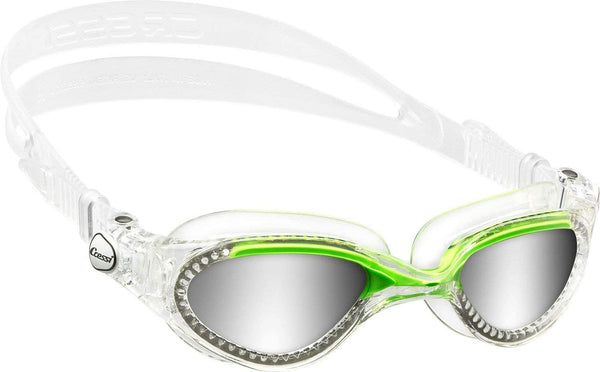 Used Cressi Flash Adult Size Mask Goggles - Clear/Green Mirrored Lens - DIPNDIVE