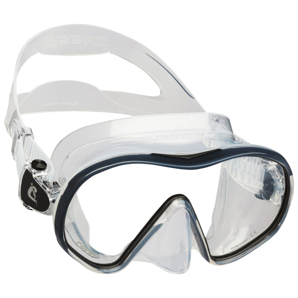 Used Cressi F-Dual Single Lens Frameless Scuba Mask - Clear/Black - DIPNDIVE